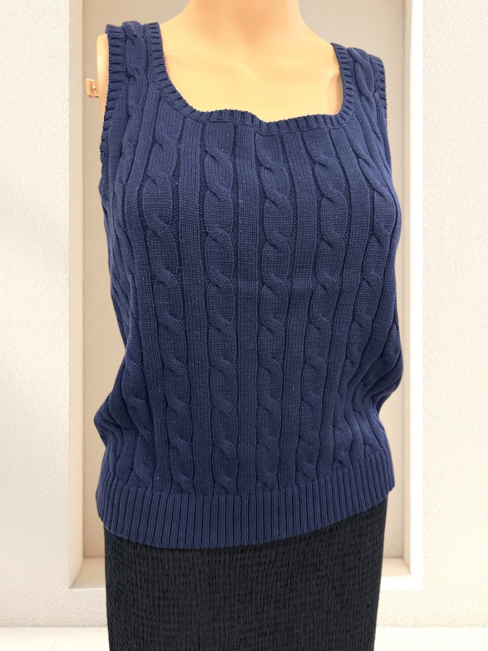 Lauren Ralph Lauren Navy Cable-Knit Tank Sweater